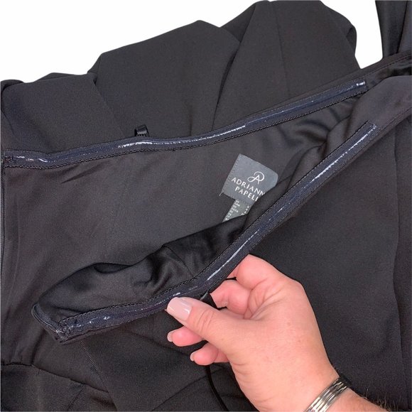 Adrianna Papell Black Formal One Shoulder Drape Sleeve Jumpsuit - Picture 11 of 16